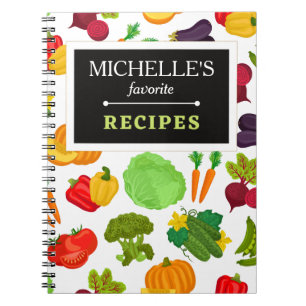 Personalised Vegetables Seamless Vegan Pattern Notebook