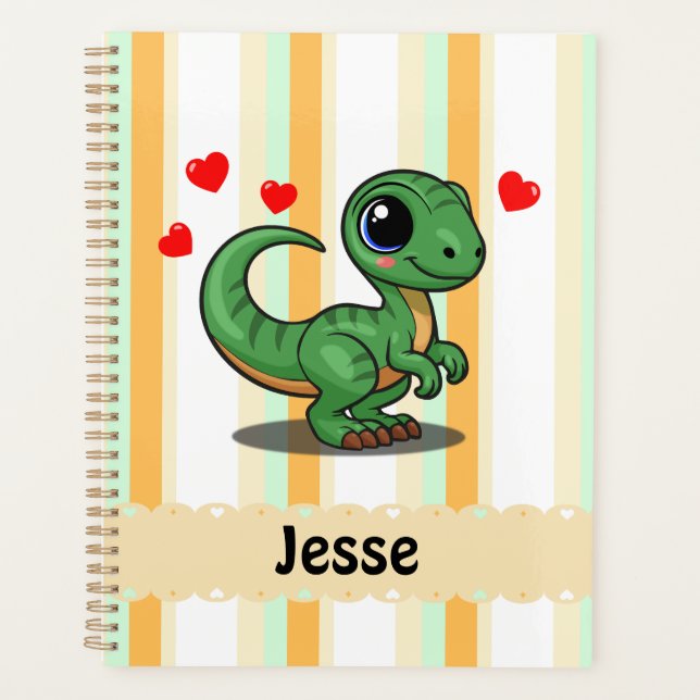 Personalised Velociraptor Dinosaur Planner (Front)