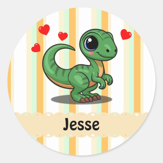 Personalised Velociraptor Dinosaur Stickers (Front)