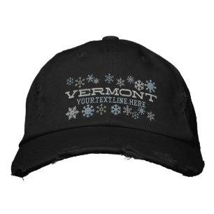 Personalised Vermont Winter Snowflakes Embroidered Hat