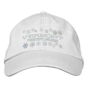 Personalised Vermont Winter Snowflakes Embroidered Hat