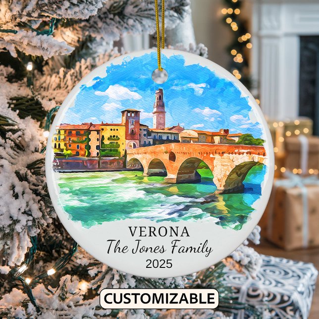 Personalised Verona Ornament, Italy Ceramic Tree Decoration (Creator Uploaded)