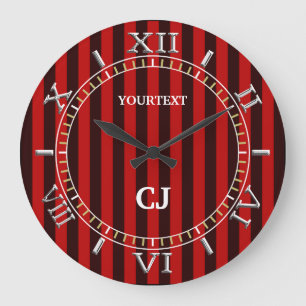 Personalised Vertical Red Stripes Dial on a Large Clock