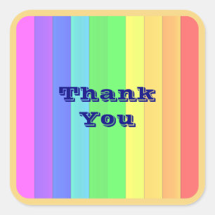 Personalised Vertical Stripes Colourful Thank You Square Sticker