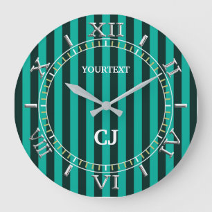 Personalised Vertical Turquoise Stripes Dial on a Large Clock