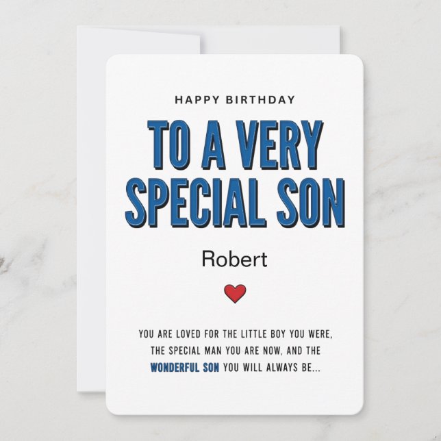 Personalised Very Special Son Birthday Card (Front)