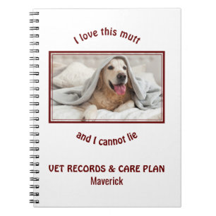Personalised VET RECORDS CARE PLAN Add Photo Notebook
