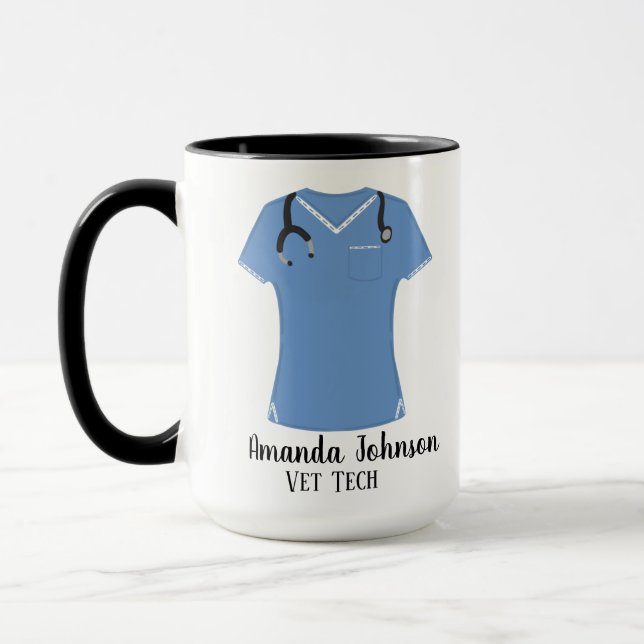 Personalised Vet Tech Blue Scrubs Mug (Left)