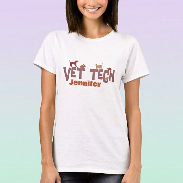 Personalised Vet Tech Tee Shirt (Personalized vet tech t-shirt.)