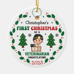 Personalised Veterinarian First Christmas Tree Ceramic Tree Decoration