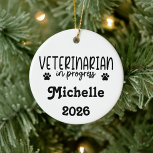 Personalised Veterinarian In Progress  Ceramic Tree Decoration