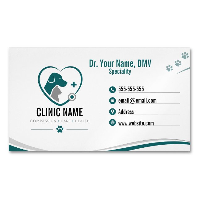 Personalised Veterinary Modern Magnetic Business Card (Front)