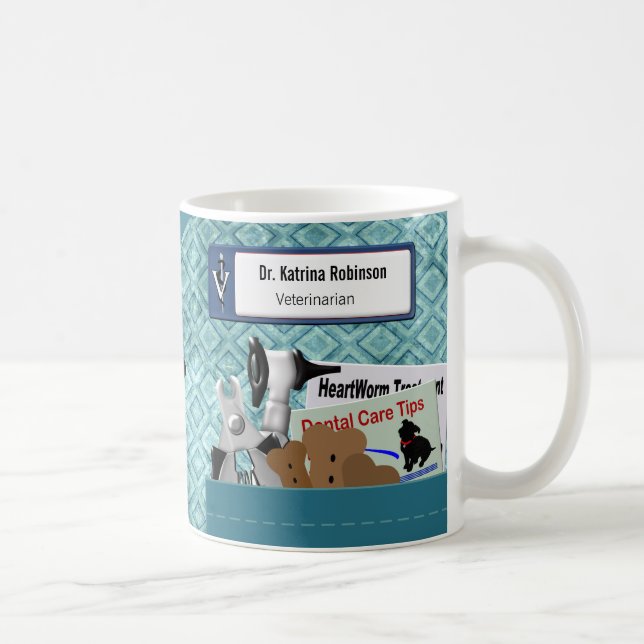 Personalised Veterinary Professional Scrubs Teal Coffee Mug (Right)