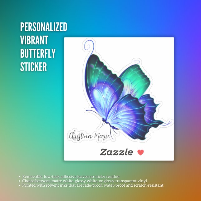 Personalised Vibrant Butterfly Sticker (Personalized Vibrant Butterfly Sticker)