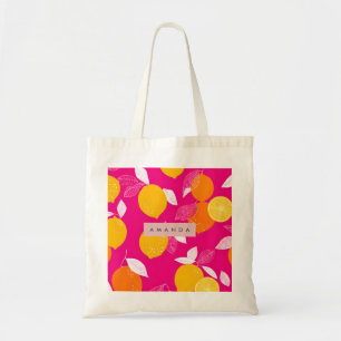 Personalised Vibrant Citrus Lemon Pattern Tote Bag