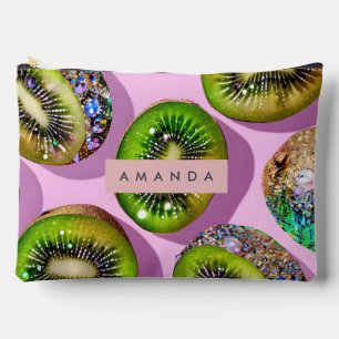 Personalised Vibrant Glitter Kiwi Pop Art Design Accessory Pouch