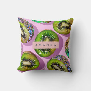 Personalised Vibrant Glitter Kiwi Pop Art Design Cushion