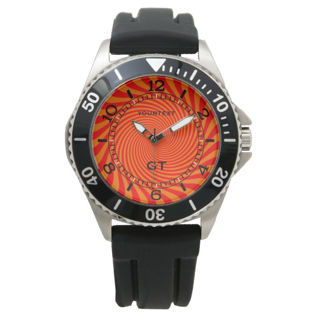 Personalised Vibrant Hot Orange Swirl Style Dial Watch (Front)