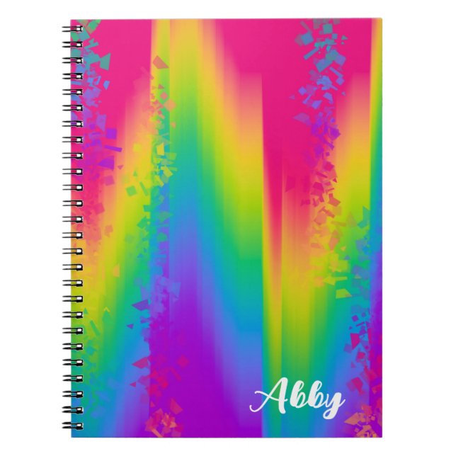 Personalised Vibrant Rainbow Abstract Pattern Notebook (Front)