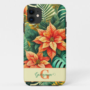 Personalised Vibrant Tropical Christmas Poinsettia Case-Mate iPhone Case