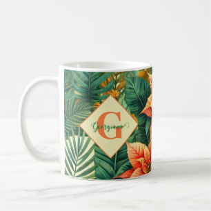 Personalised Vibrant Tropical Christmas Poinsettia Coffee Mug