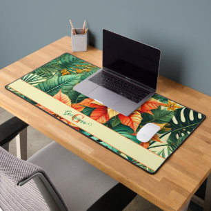 Personalised Vibrant Tropical Christmas Poinsettia Desk Mat