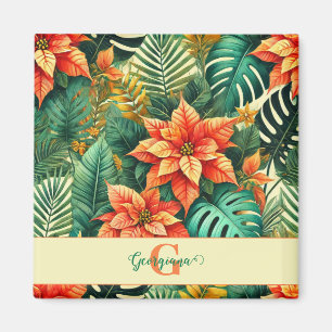 Personalised Vibrant Tropical Christmas Poinsettia Magnet