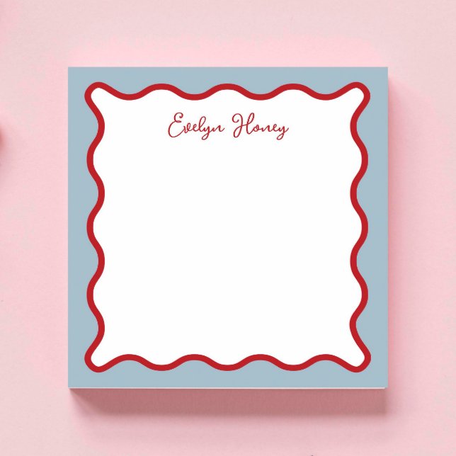 Personalised Vibrant Whimsica Pink Blue Wavy Notepad (Creator Uploaded)