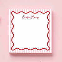 Personalised Vibrant Whimsica Pink Red Wavy Notepa