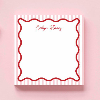 Personalised Vibrant Whimsica Pink Red Wavy Notepa Notepad