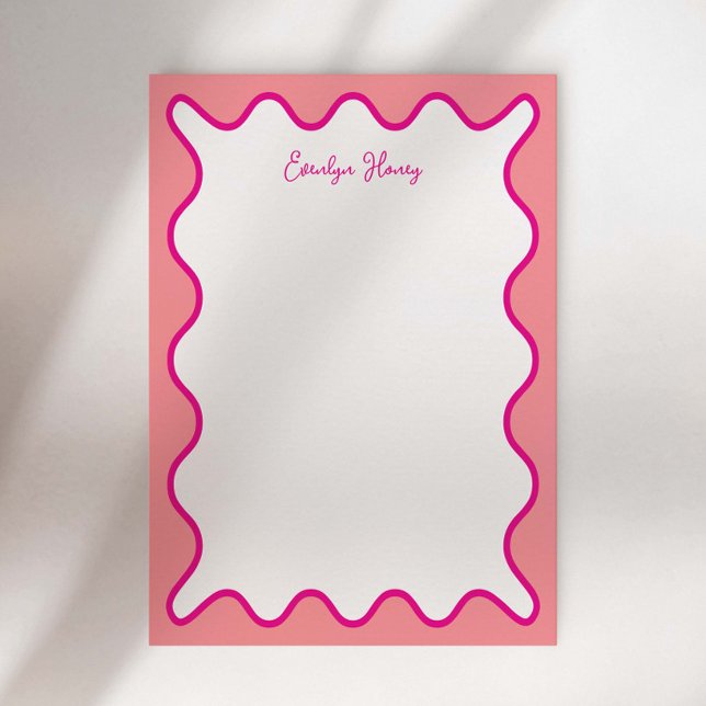 Personalised Vibrant Whimsical Wavy Border Notepad (Creator Uploaded)