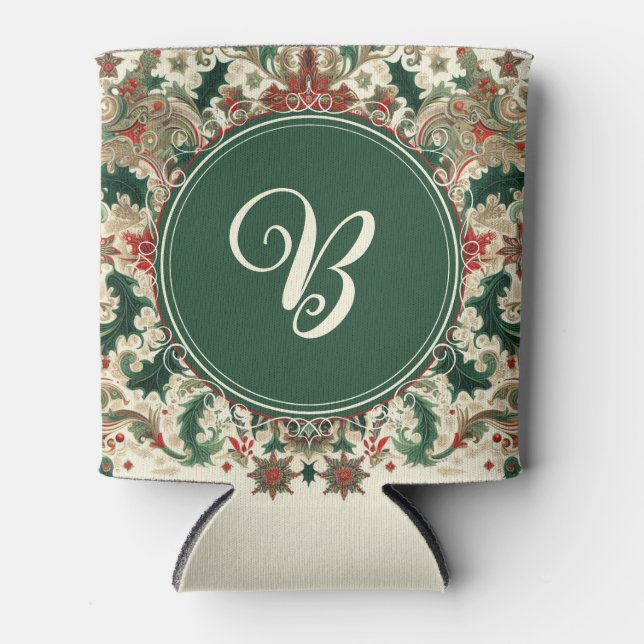 Personalised Victorian/Classic/Vintage Christmas Can Cooler (Front)