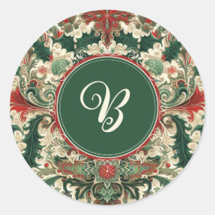 Personalised Victorian/Classic/Vintage Christmas Classic Round Sticker