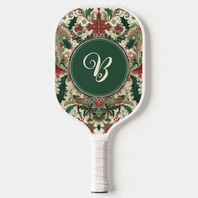 Personalised Victorian/Classic/Vintage Christmas Pickleball Paddle (Front)