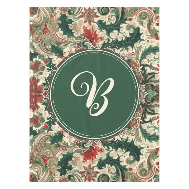 Personalised Victorian/Classic/Vintage Christmas Tablecloth (Front)