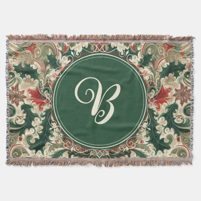 Personalised Victorian/Classic/Vintage Christmas Throw Blanket (Front)
