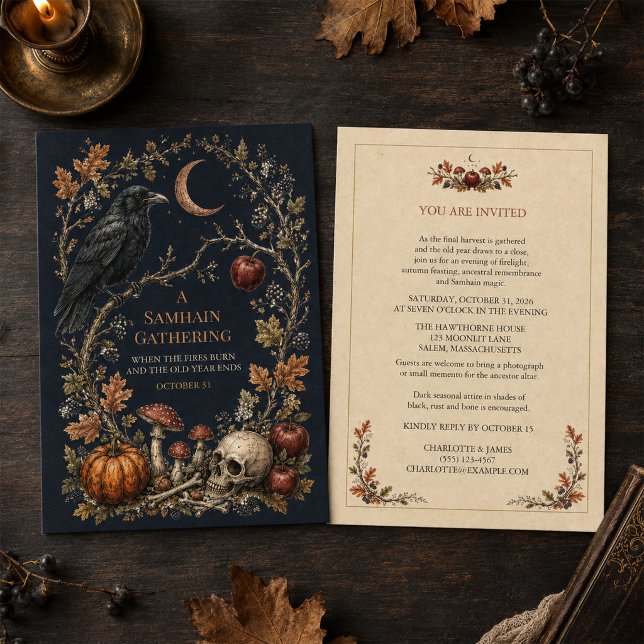 Personalised Victorian Samhain Raven Invitation (Personalized Victorian Samhain Raven Invitation)