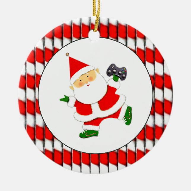 Personalised Video Gamer Ceramic Tree Decoration (Front)