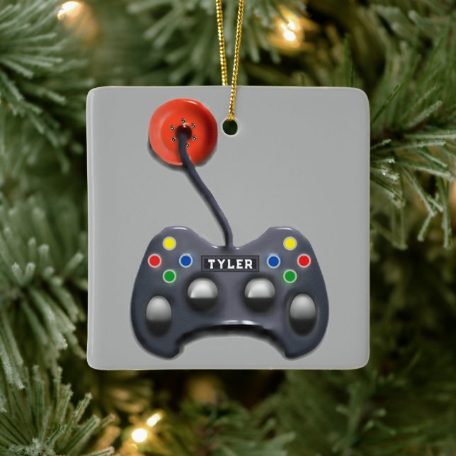 personalised video gamer gift ceramic ornament (Tree)