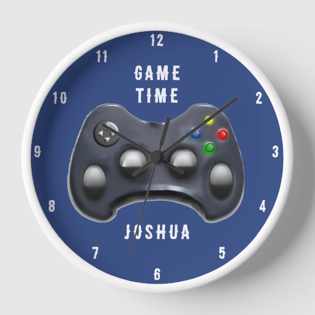 Personalised video gamer gift large clock (Front)