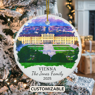 Personalised Vienna Ornament, Austria Ceramic Tree Decoration
