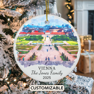 Personalised Vienna Ornament, Austria Ceramic Tree Decoration