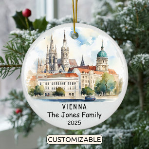 Personalised Vienna Ornament, Austria Ceramic Tree Decoration