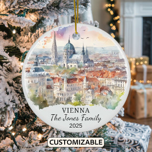 Personalised Vienna Ornament, Austria Gift Ceramic Tree Decoration
