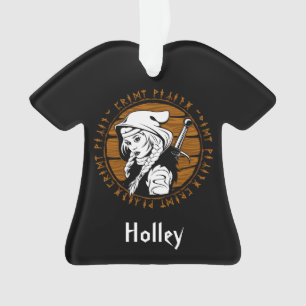 Personalised Viking Shield Maiden With Runes Ornament