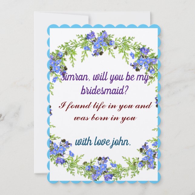 PERSONALISED  VINATAGETIMELESS  MARRIAGE PROPOSAL INVITATION (Front)