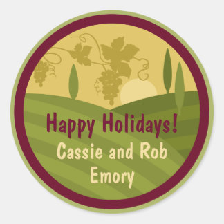 Personalised Vineyard Holiday Wine Label