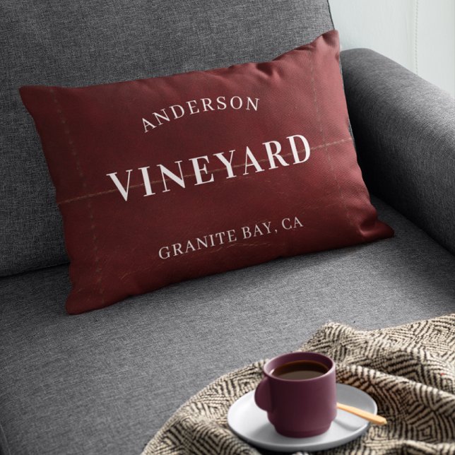 Personalised Vineyard Red Rustic Wine Lover Gift Lumbar Cushion (Creator Uploaded)