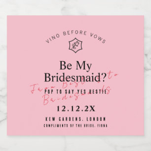 Personalised Vino Before Vows Rose Inspired Sparkling Wine Label