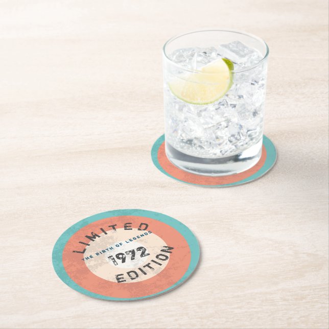 Personalised Vintage 19XX Limited Edition  Round Paper Coaster (Insitu)